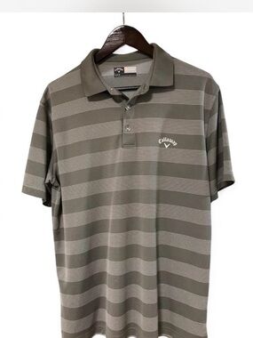 Callaway Men’s Gray Striped Golf Polo size M